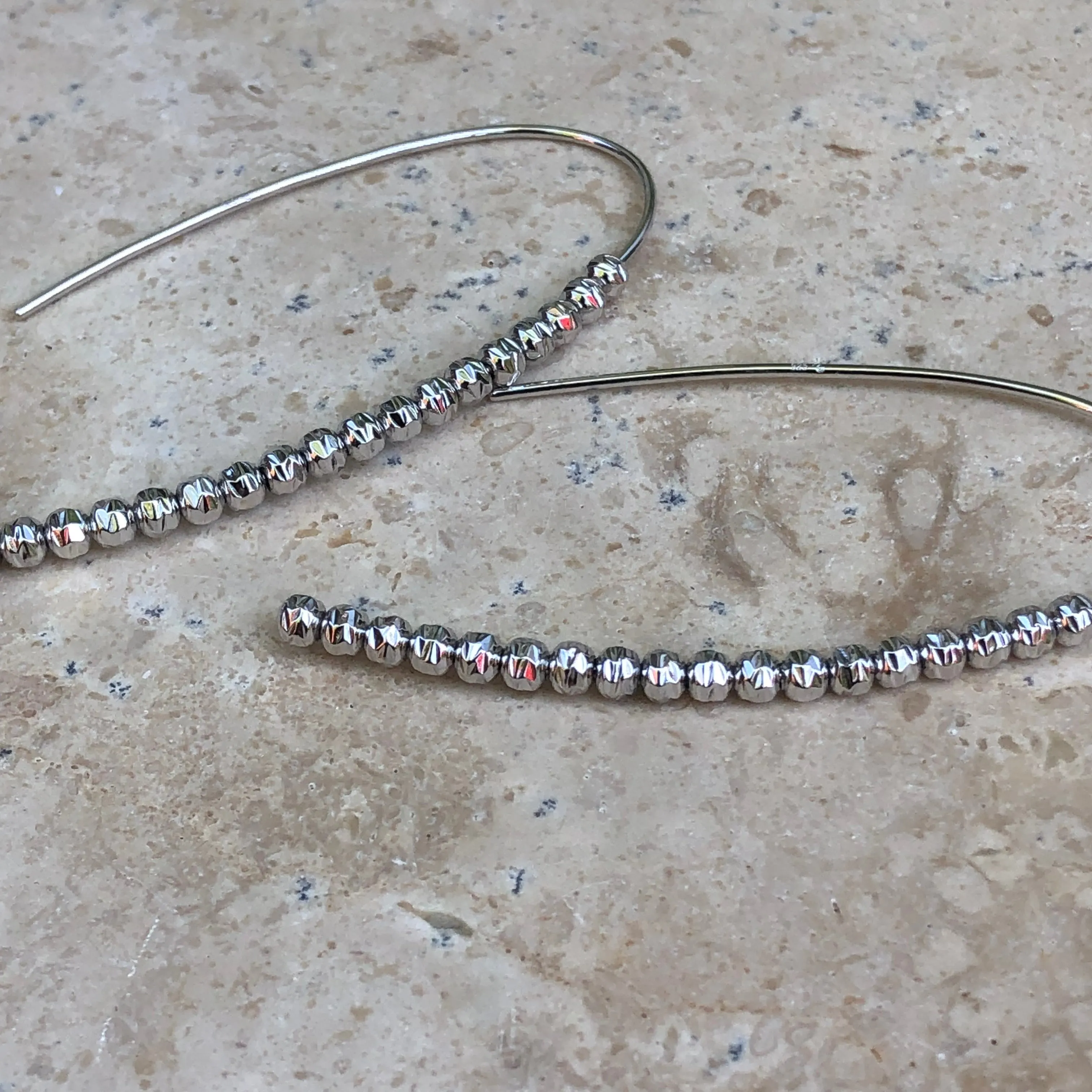 Sterling Silver Threader Beaded Ear Wire Earrings
