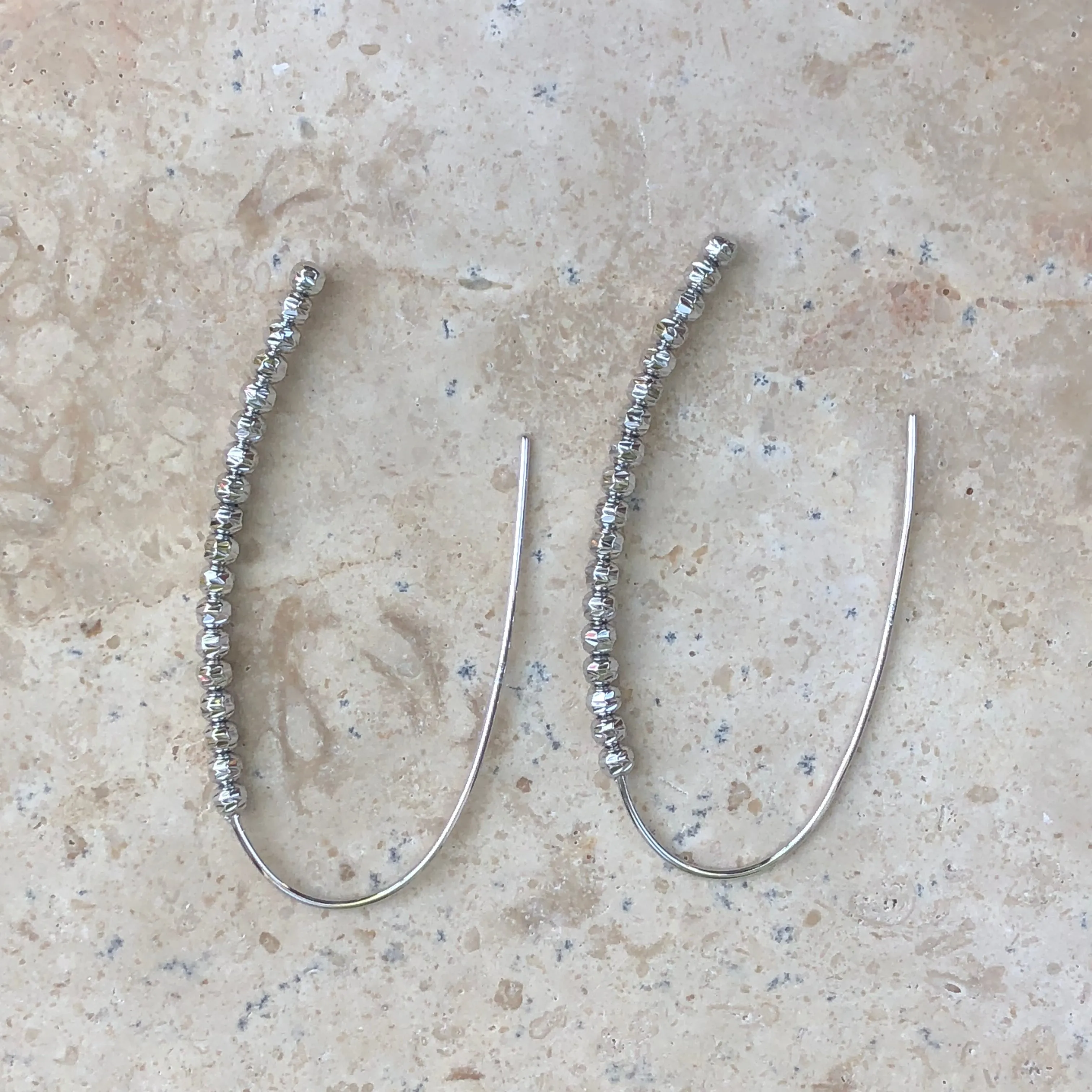 Sterling Silver Threader Beaded Ear Wire Earrings