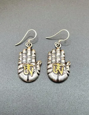 Sterling Silver Tibetan Hand of Hamsa Earrings