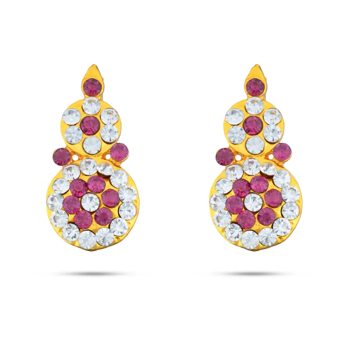 Stone Earring Pair - 1.25 x 0.5 Inches | Stud Earring/ Stone Karnapathiram for Deity/ 10 Gms Approx