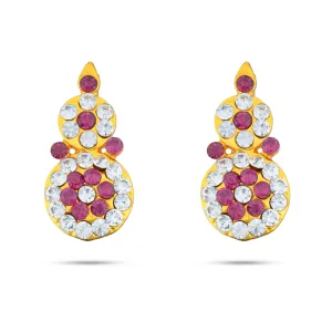 Stone Earring Pair - 1.25 x 0.5 Inches | Stud Earring/ Stone Karnapathiram for Deity/ 10 Gms Approx