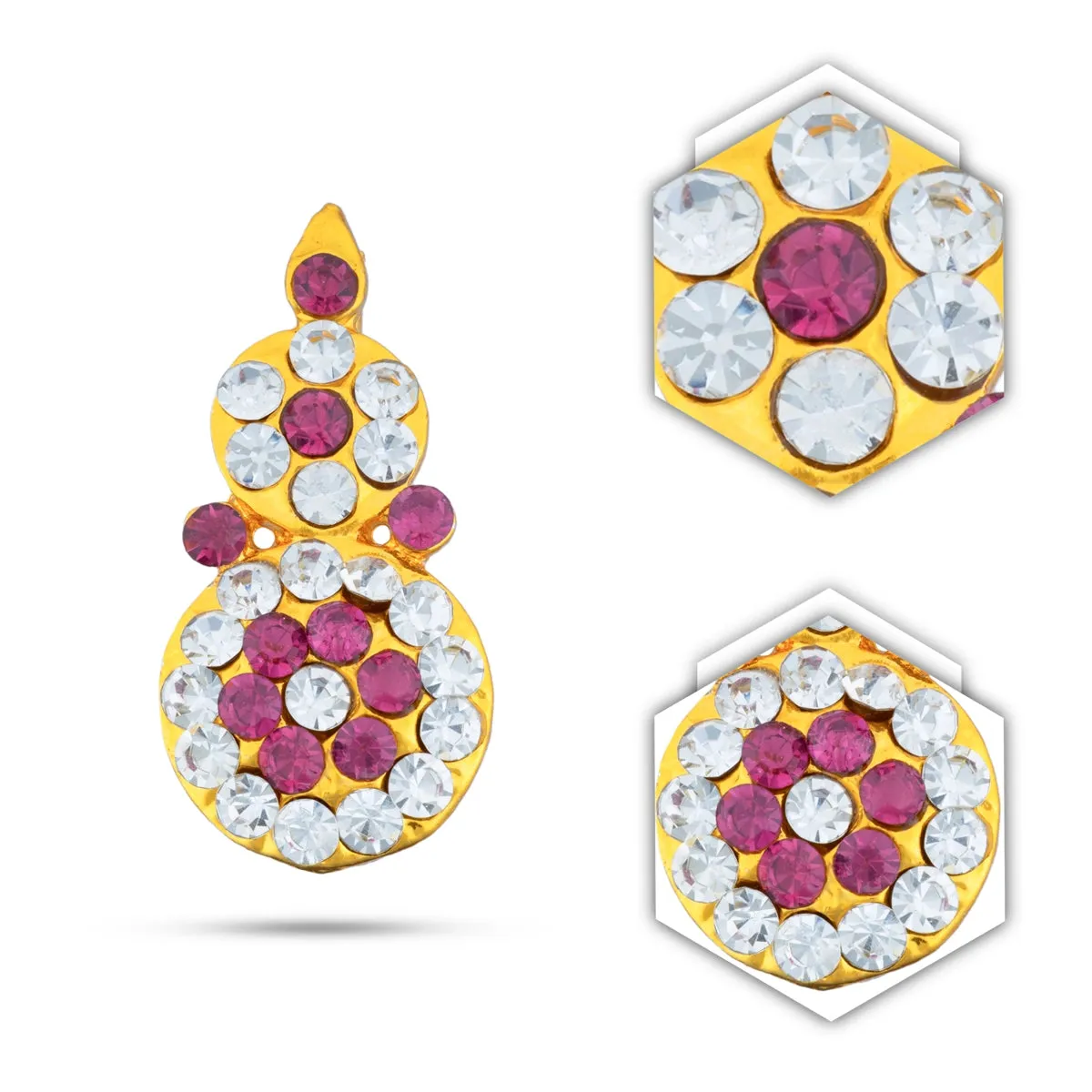 Stone Earring Pair - 1.25 x 0.5 Inches | Stud Earring/ Stone Karnapathiram for Deity/ 10 Gms Approx