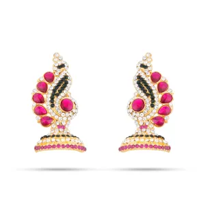 Stone Earring Pair - 2.5 Inches | Stud Earring/ Multicolour Stone Karnapathiram for Deity/ 35 Gms Approx