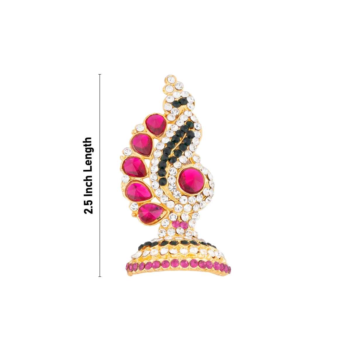 Stone Earring Pair - 2.5 Inches | Stud Earring/ Multicolour Stone Karnapathiram for Deity/ 35 Gms Approx