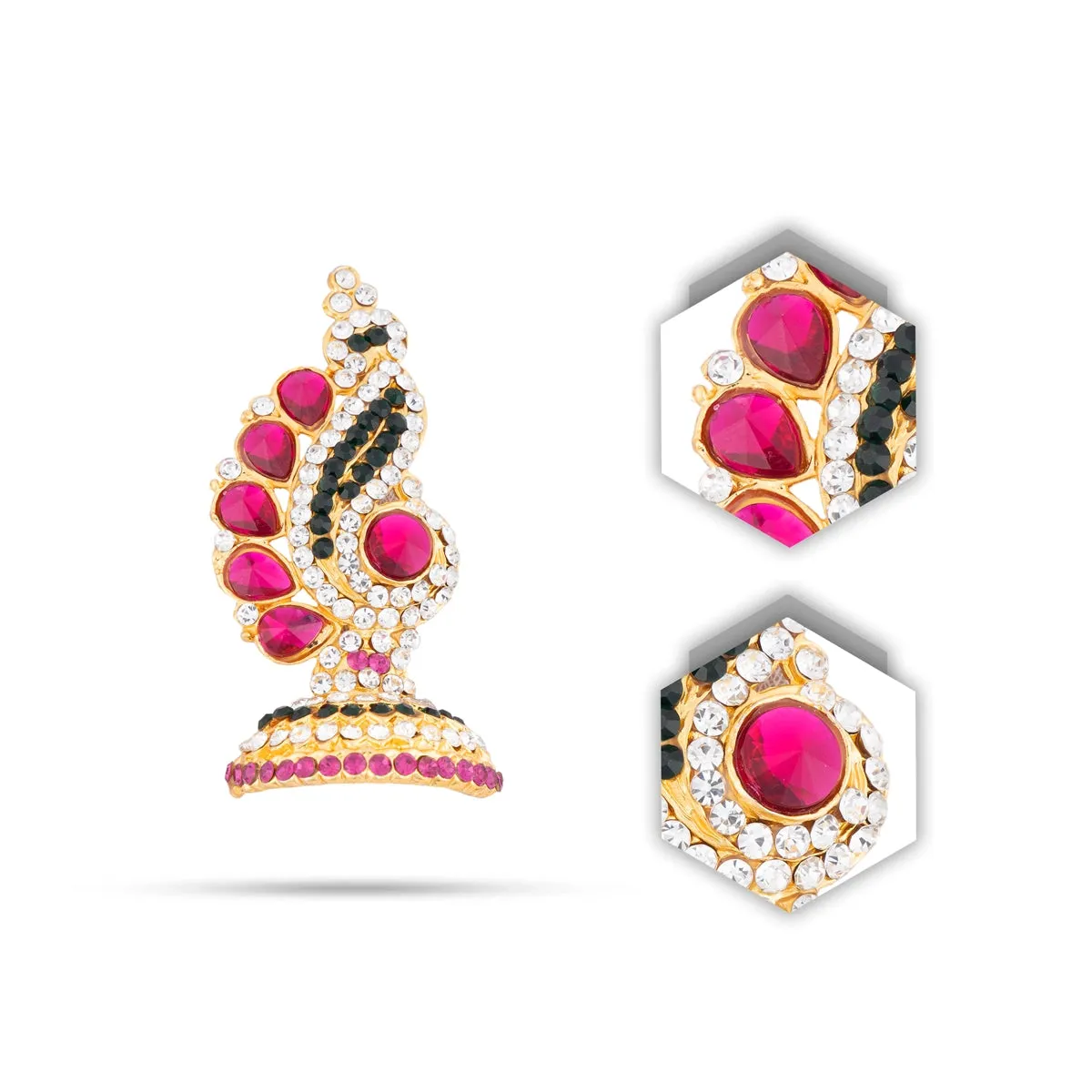 Stone Earring Pair - 2.5 Inches | Stud Earring/ Multicolour Stone Karnapathiram for Deity/ 35 Gms Approx