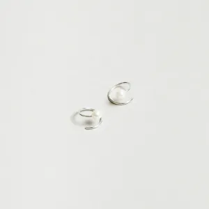 Swirl Hoops With Freshwater Pearls (Silver)