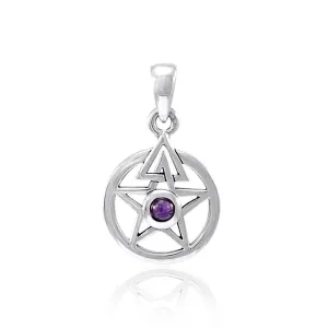 The Third Degree Pentacle Silver Pendant with Gemstone TPD4296
