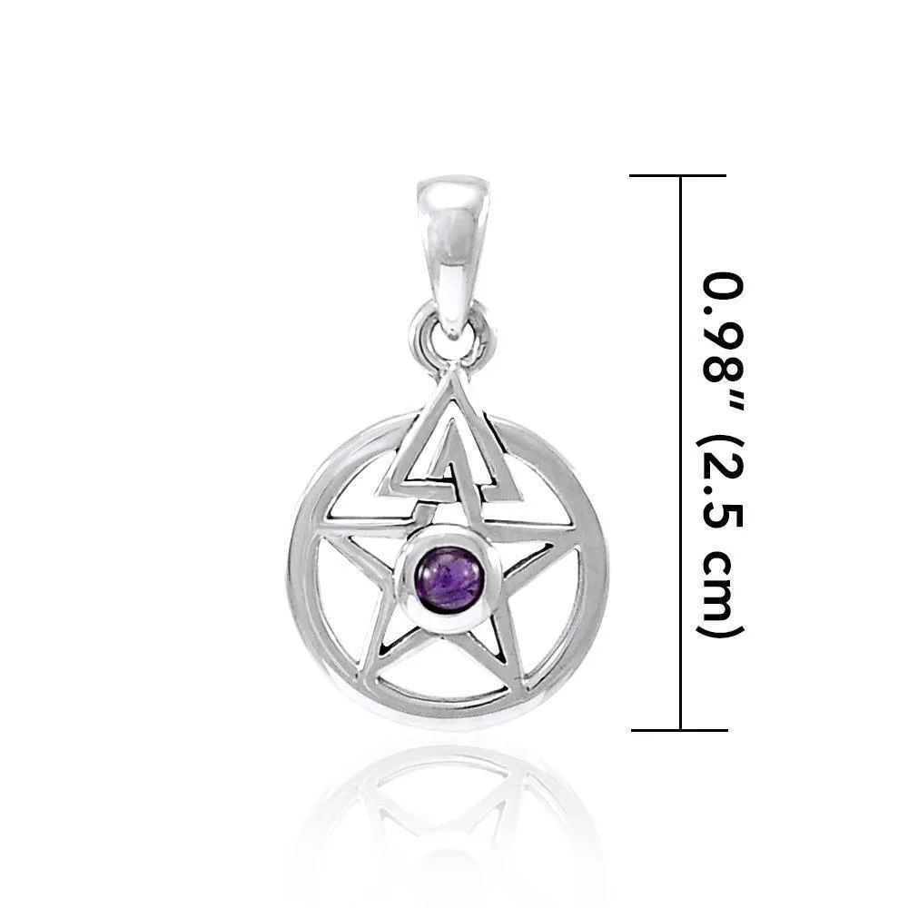 The Third Degree Pentacle Silver Pendant with Gemstone TPD4296