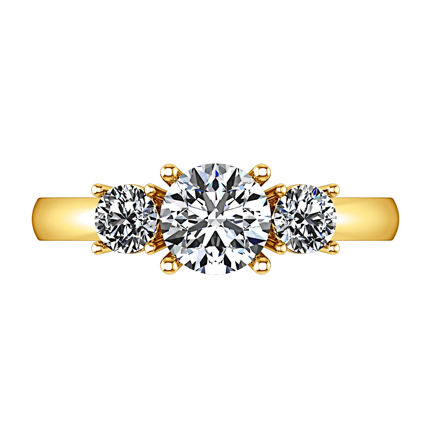 Three Stone Engagement Ring Alexandra 14K Yellow Gold