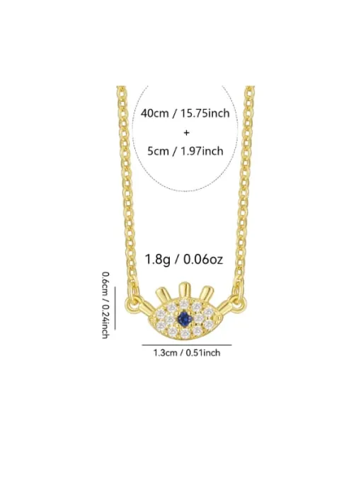 Tiny Eye Necklace 18K Gold Plated Sterling Silver Dainty Lucky Women's Real Jewelry KESLEY