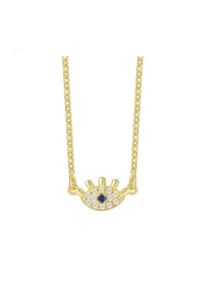Tiny Eye Necklace 18K Gold Plated Sterling Silver Dainty Lucky Women's Real Jewelry KESLEY