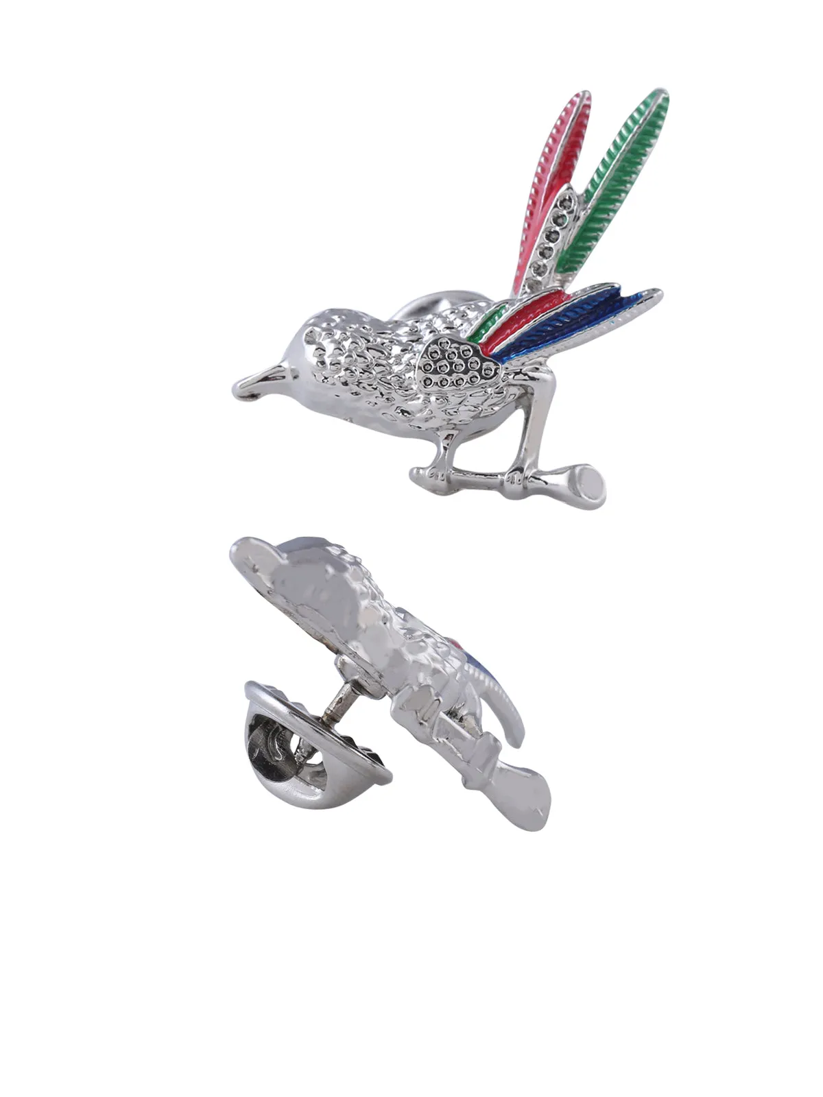 Tri-Colored Sparrow Inspired Pin Fastening Unisex Collar Brooch