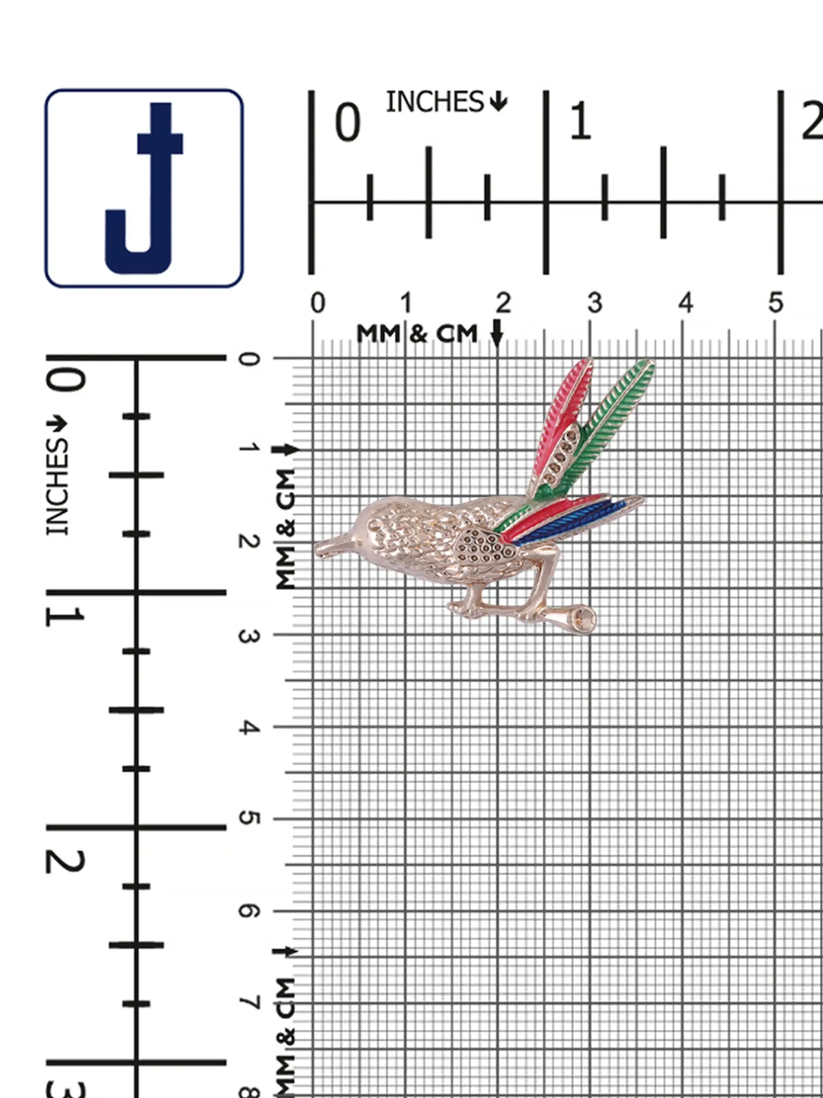 Tri-Colored Sparrow Inspired Pin Fastening Unisex Collar Brooch