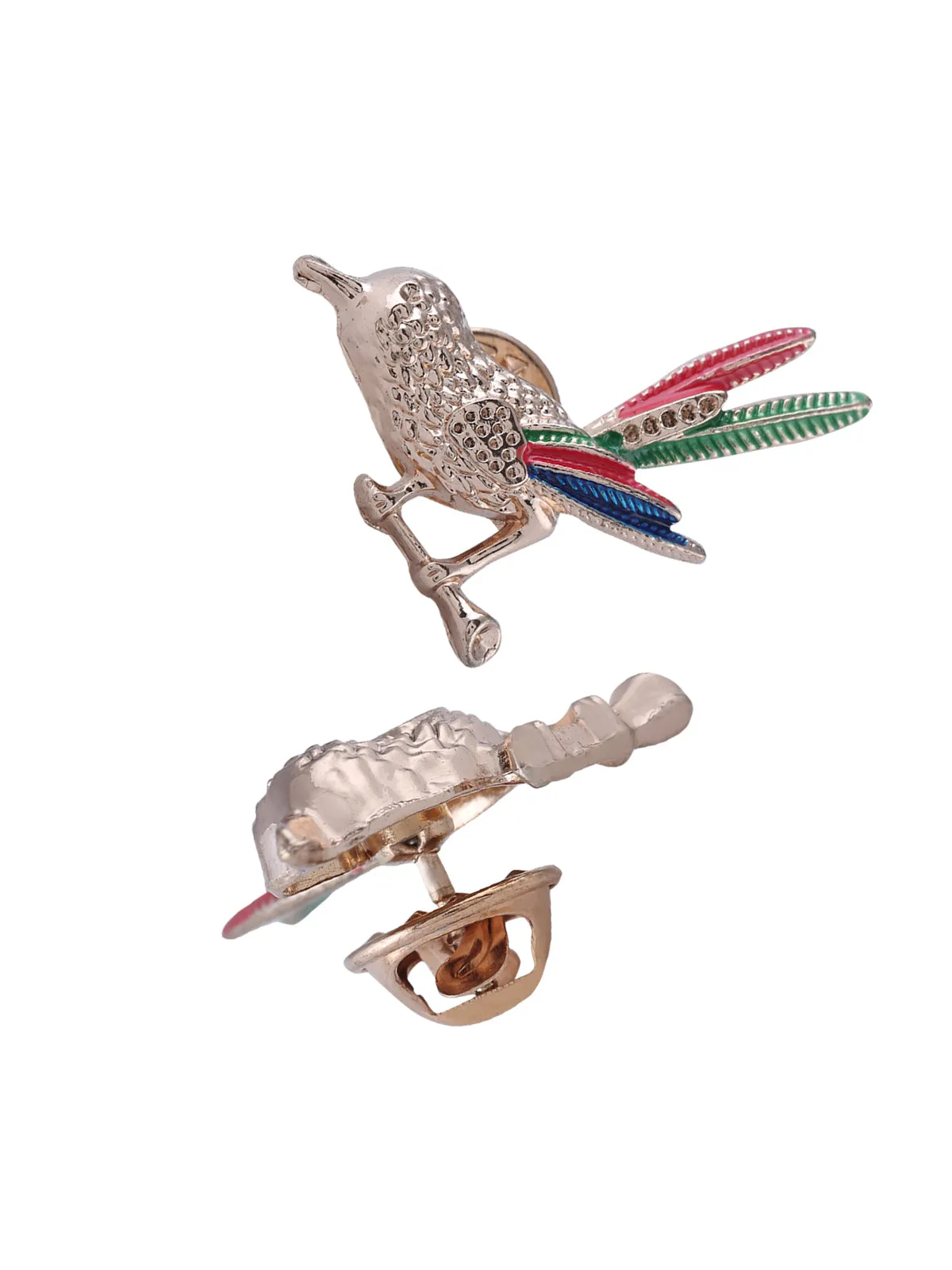 Tri-Colored Sparrow Inspired Pin Fastening Unisex Collar Brooch