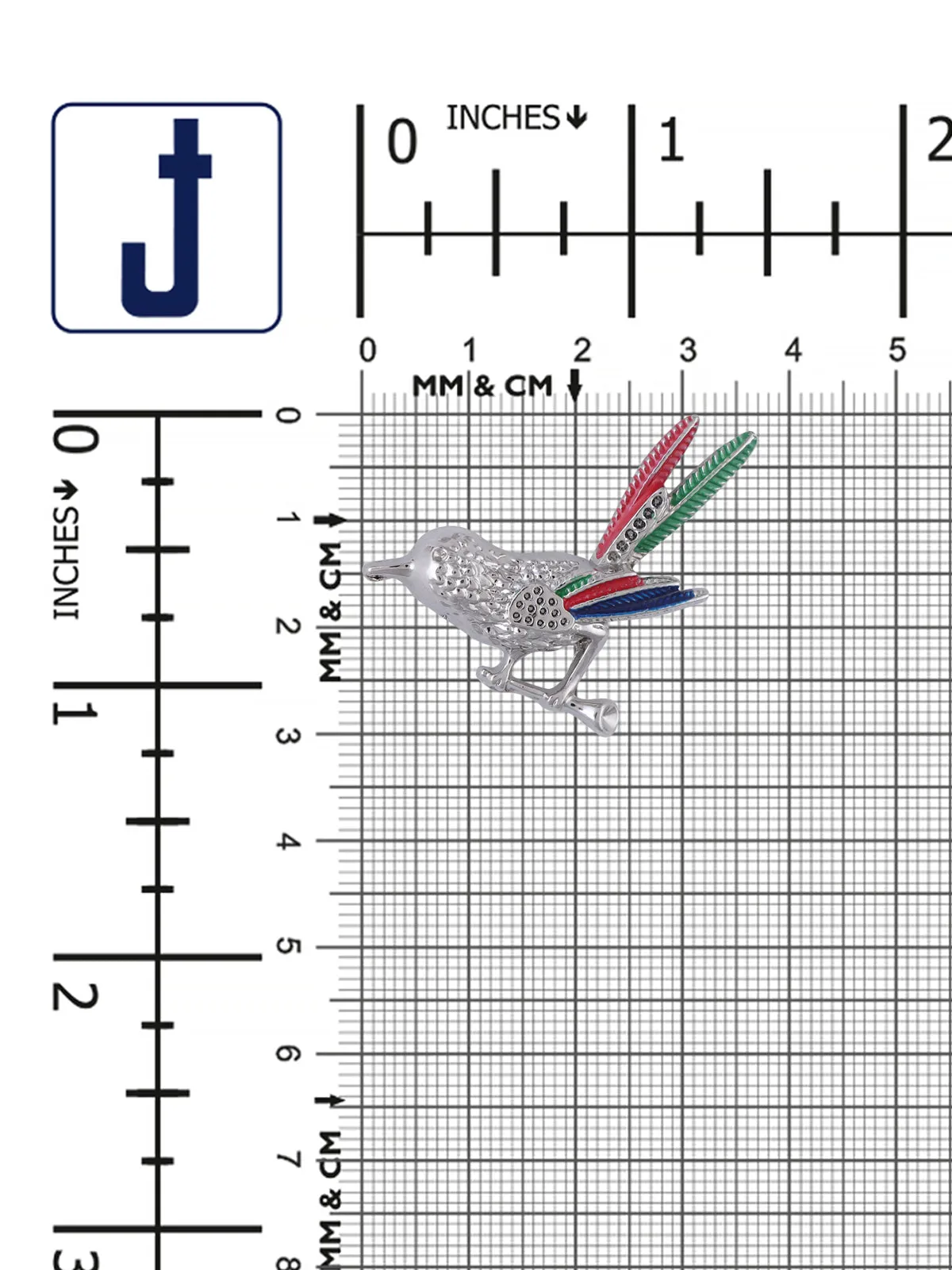 Tri-Colored Sparrow Inspired Pin Fastening Unisex Collar Brooch