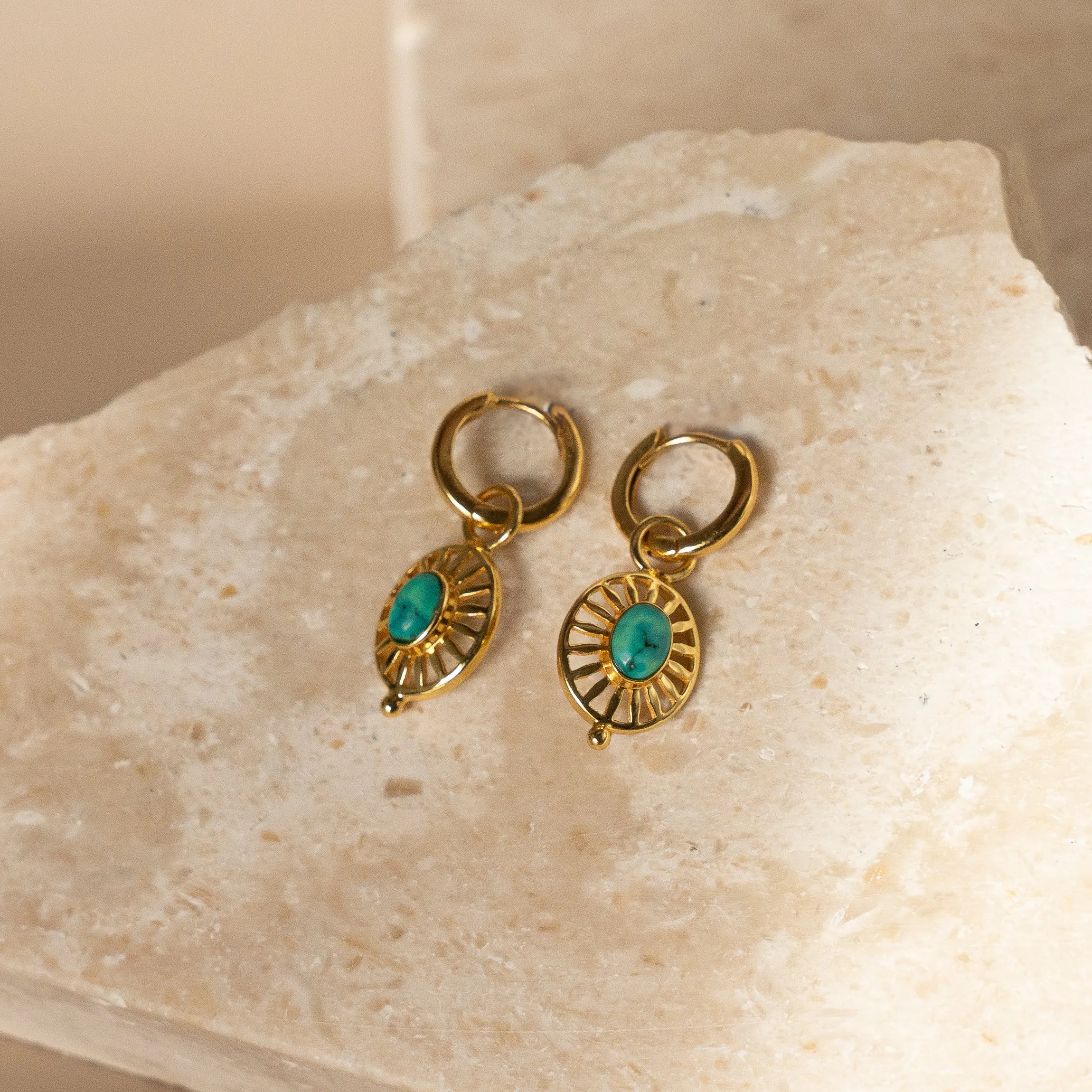 Turquoise Bes Gold Huggies
