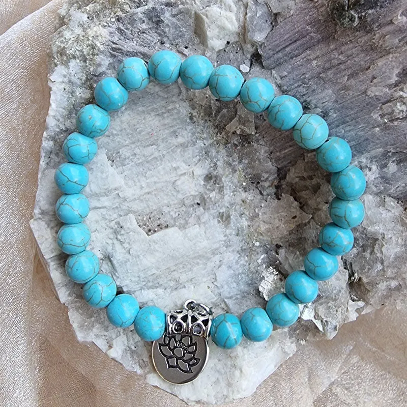 Turquoise Lotus Stretch Bracelet