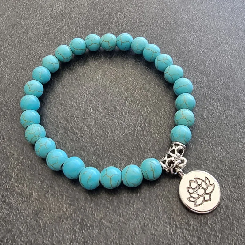 Turquoise Lotus Stretch Bracelet