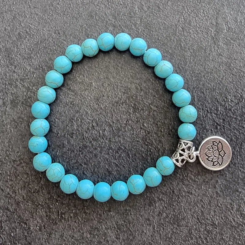 Turquoise Lotus Stretch Bracelet
