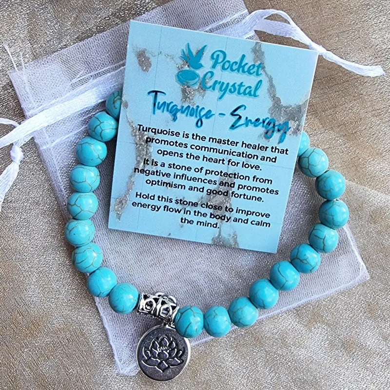 Turquoise Lotus Stretch Bracelet