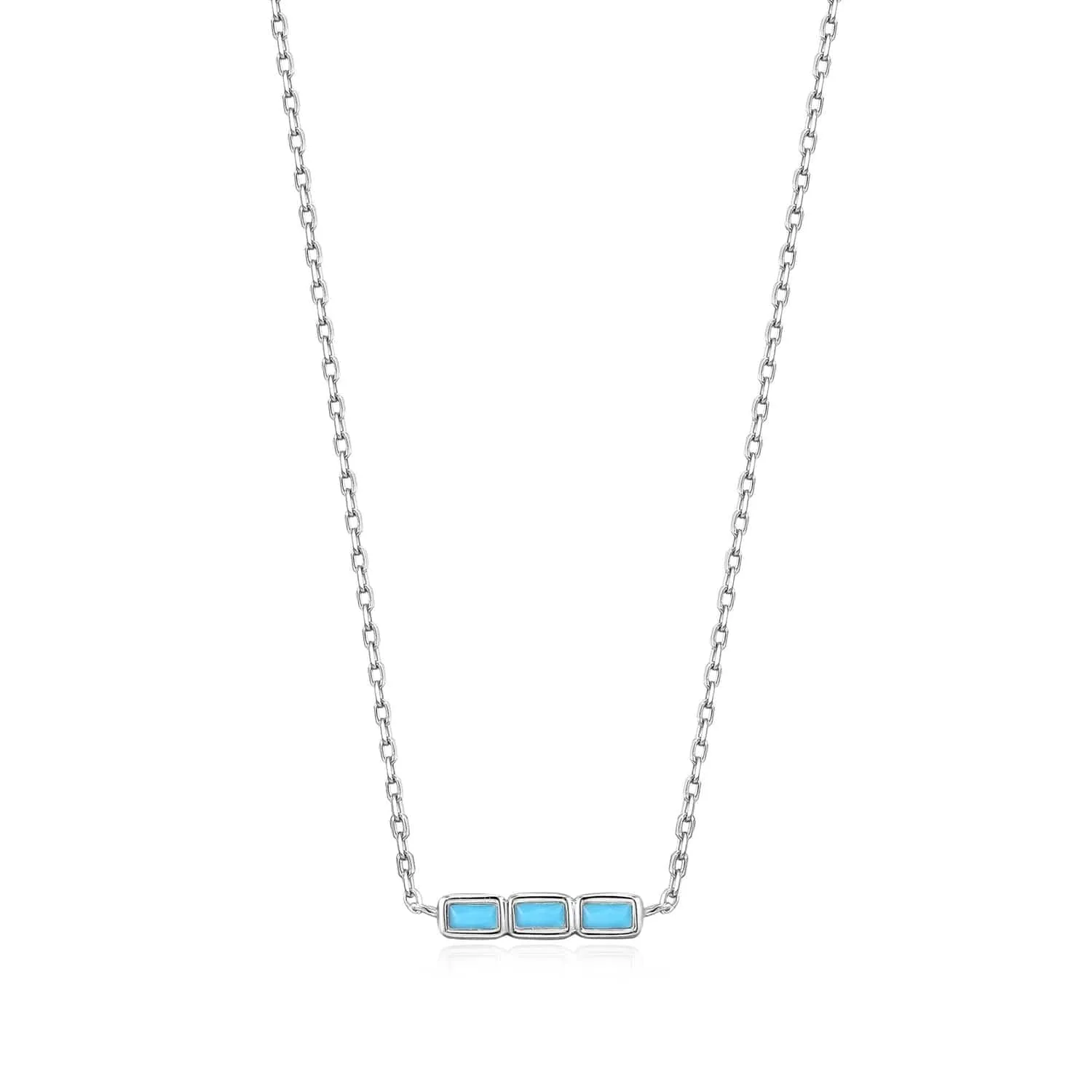 Turquoise Silver Bar Necklace