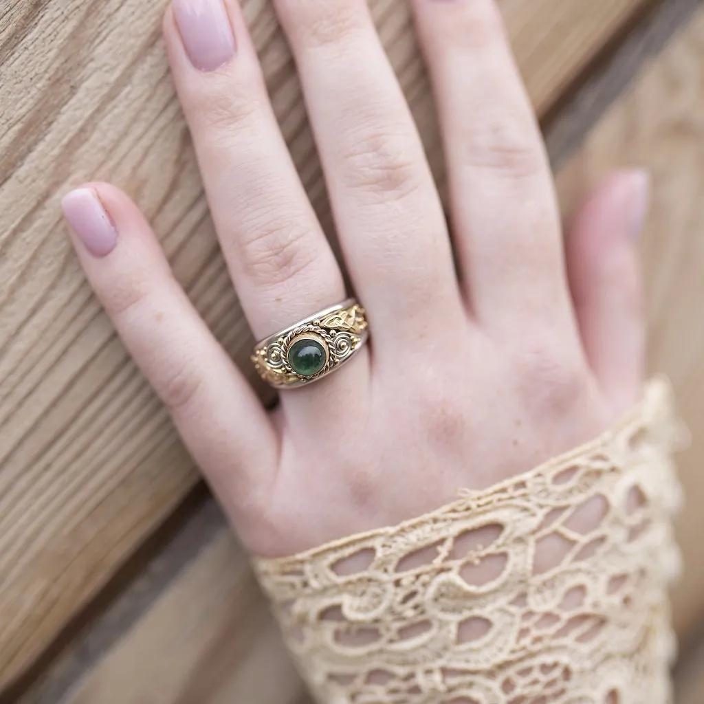 Two Tone Emerald Ring