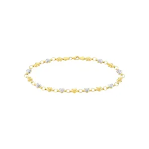 Two-Tone Stampato D/C and Satin Hearts Anklet