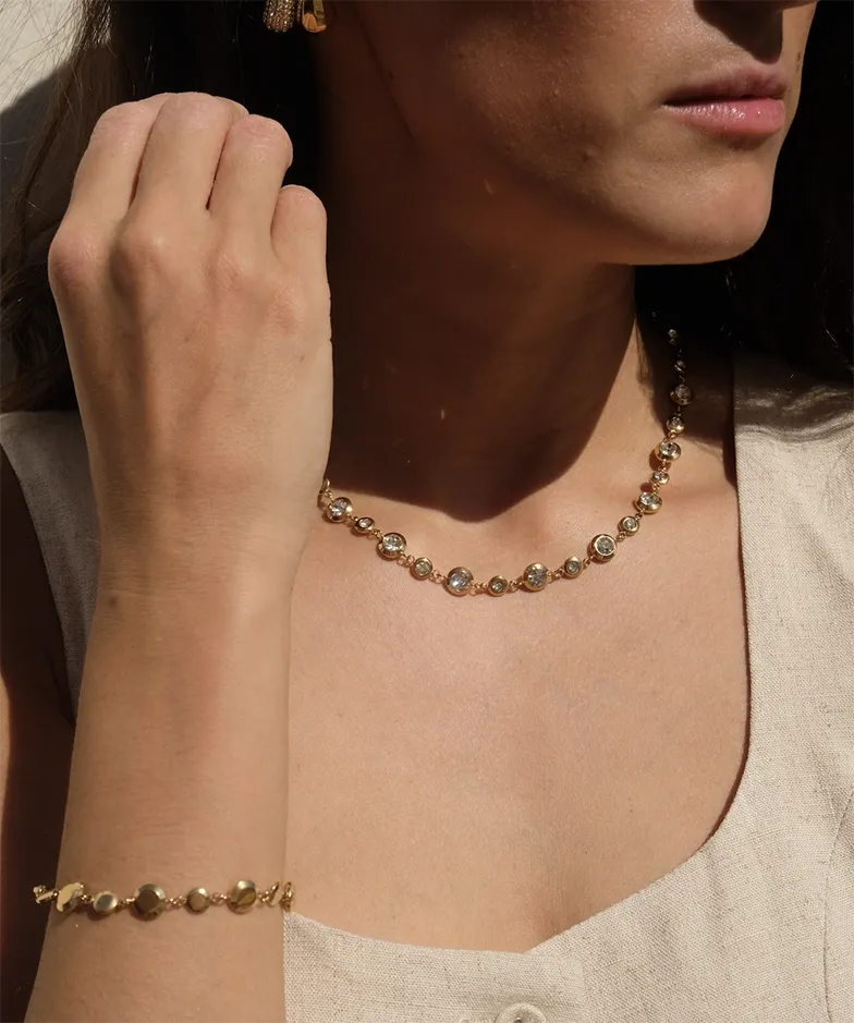 Vibes | Crystal Bezel Necklace | 18K Gold-Plated