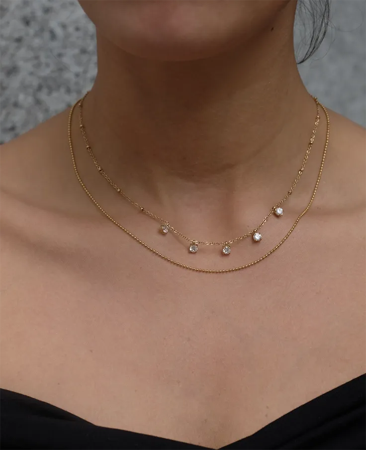 Vibes | Dainty Bead Chain Necklace | 18K Gold-Plated