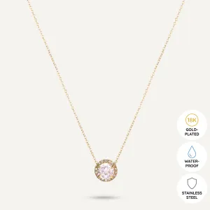 Vibes | Halo Crystal Pendant Necklace | 18K Gold-Plated