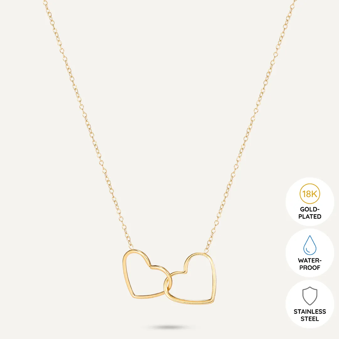 Vibes | Linked Love Hearts Necklace | 18K Gold-Plated