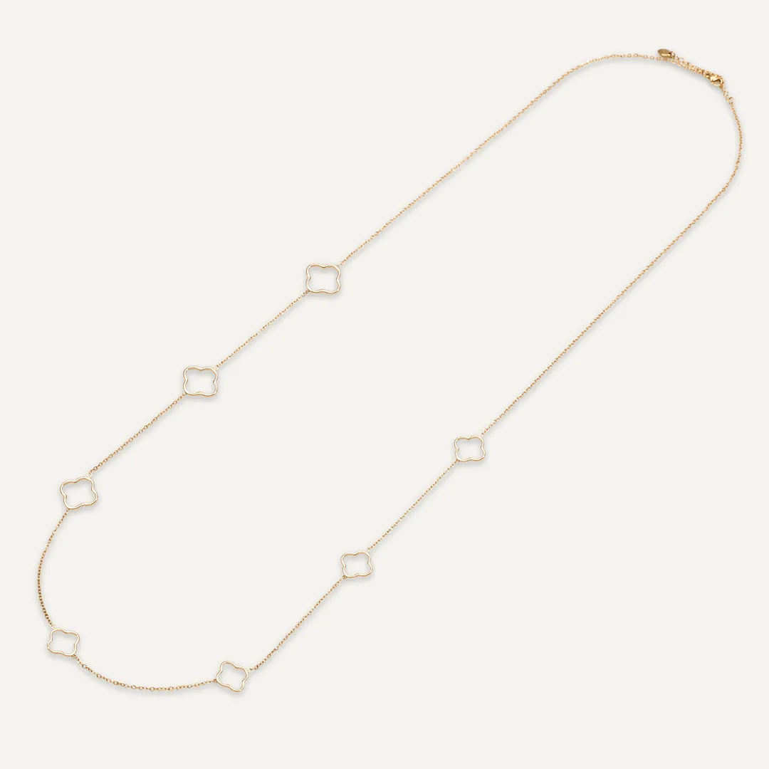Vibes | Lucky Clover Long Necklace | 18K Gold-Plated