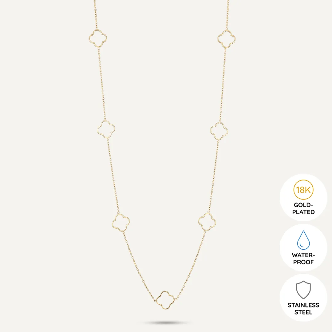 Vibes | Lucky Clover Long Necklace | 18K Gold-Plated