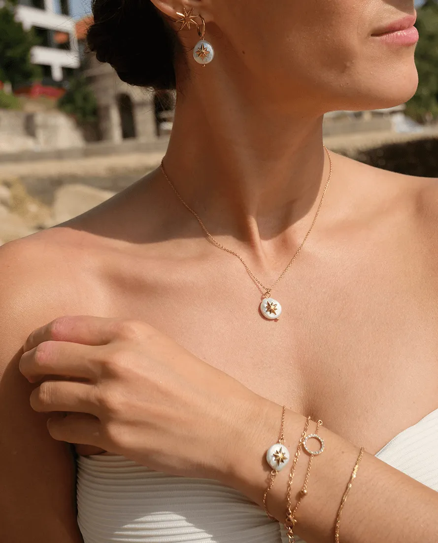 Vibes | North Star Pearl Pendant Necklace | 18K Gold-Plated