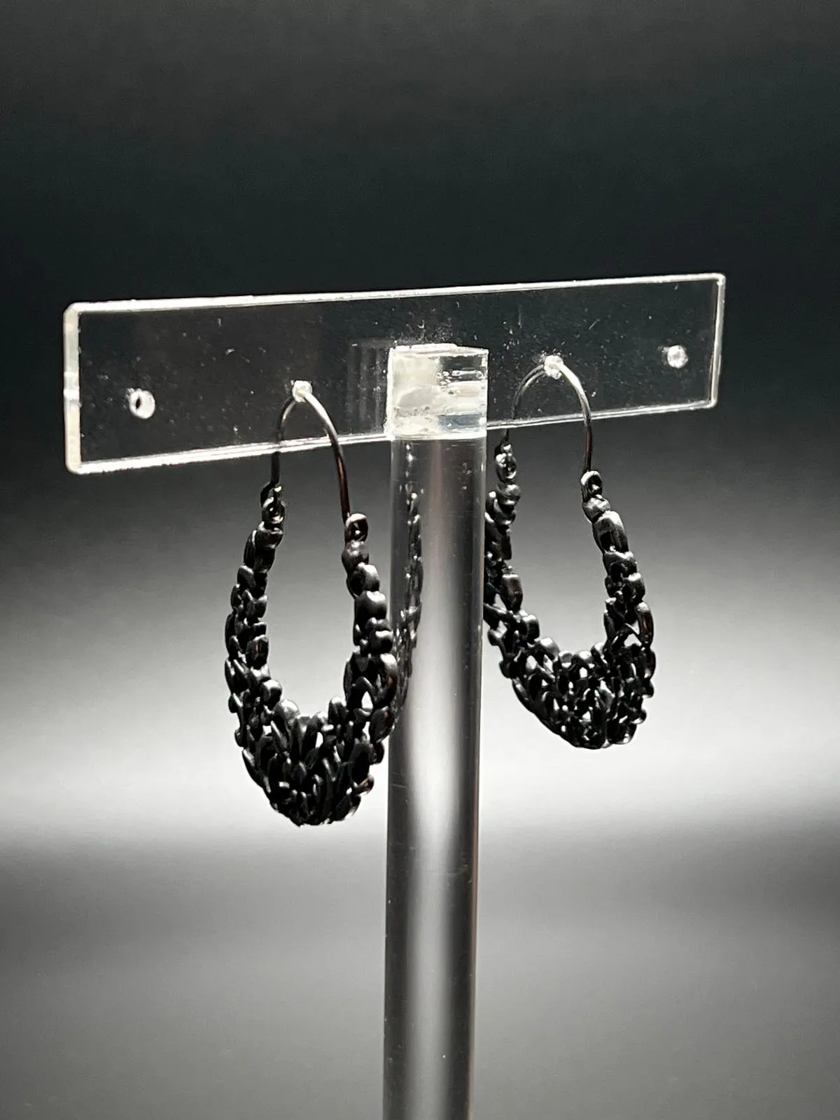 Vintage Sterling Silver Floral Filigree Hoop Earrings