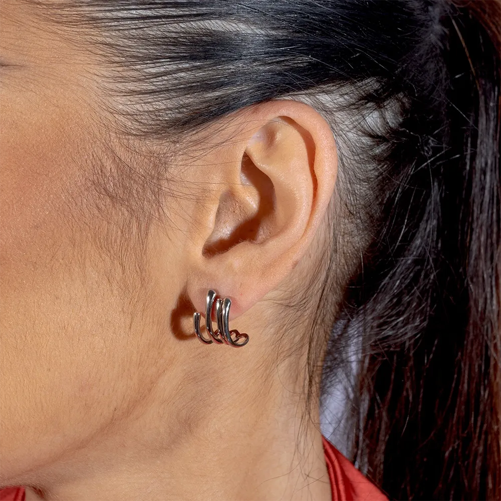Waterfall four Hoop Studs