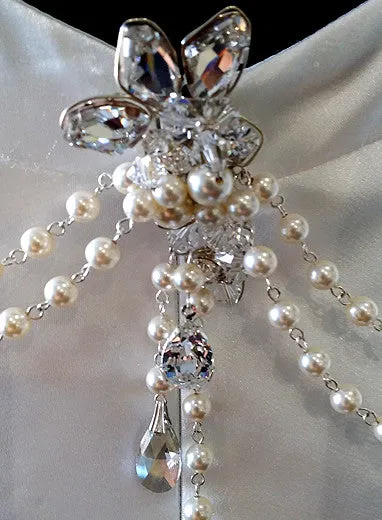 Wedding back jewellery - pearl drapes with vintage silver drops - Josephine by Kezani
