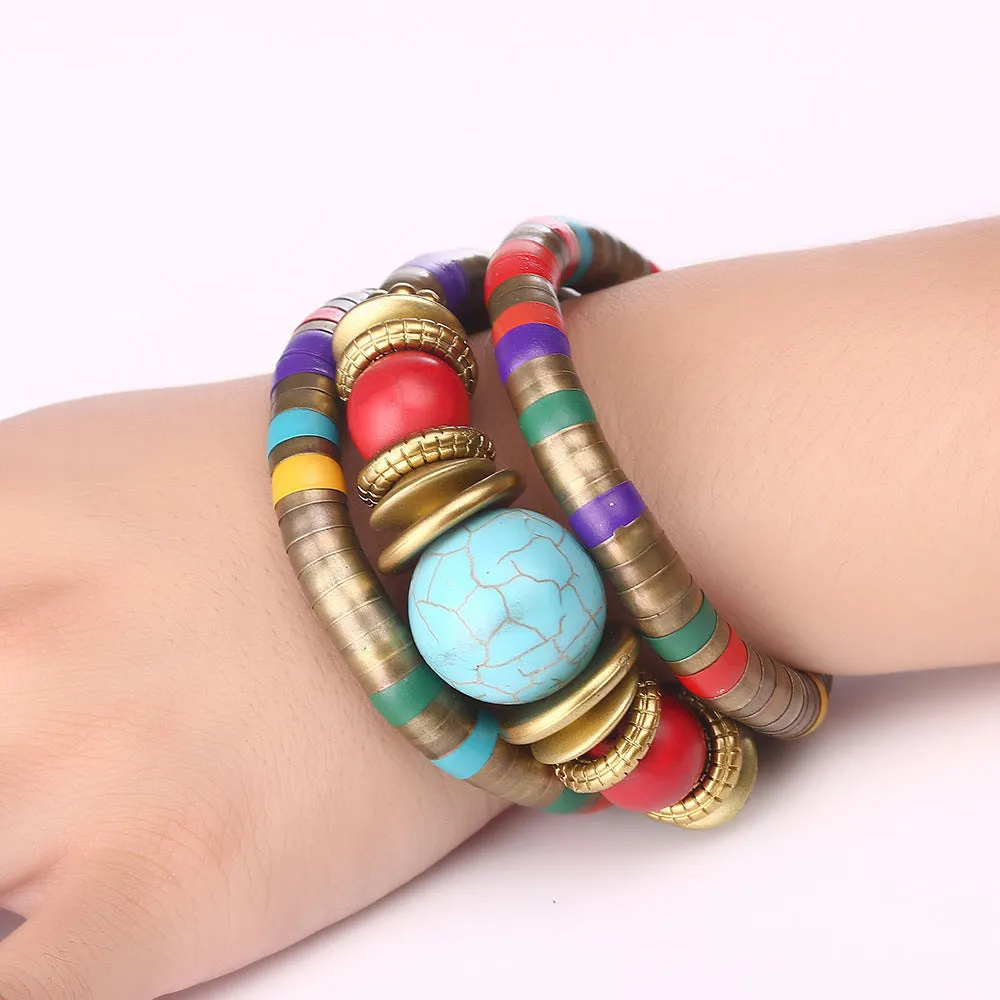 Wholesale Bohemian Multi-layer Turquoise Alloy Bracelets