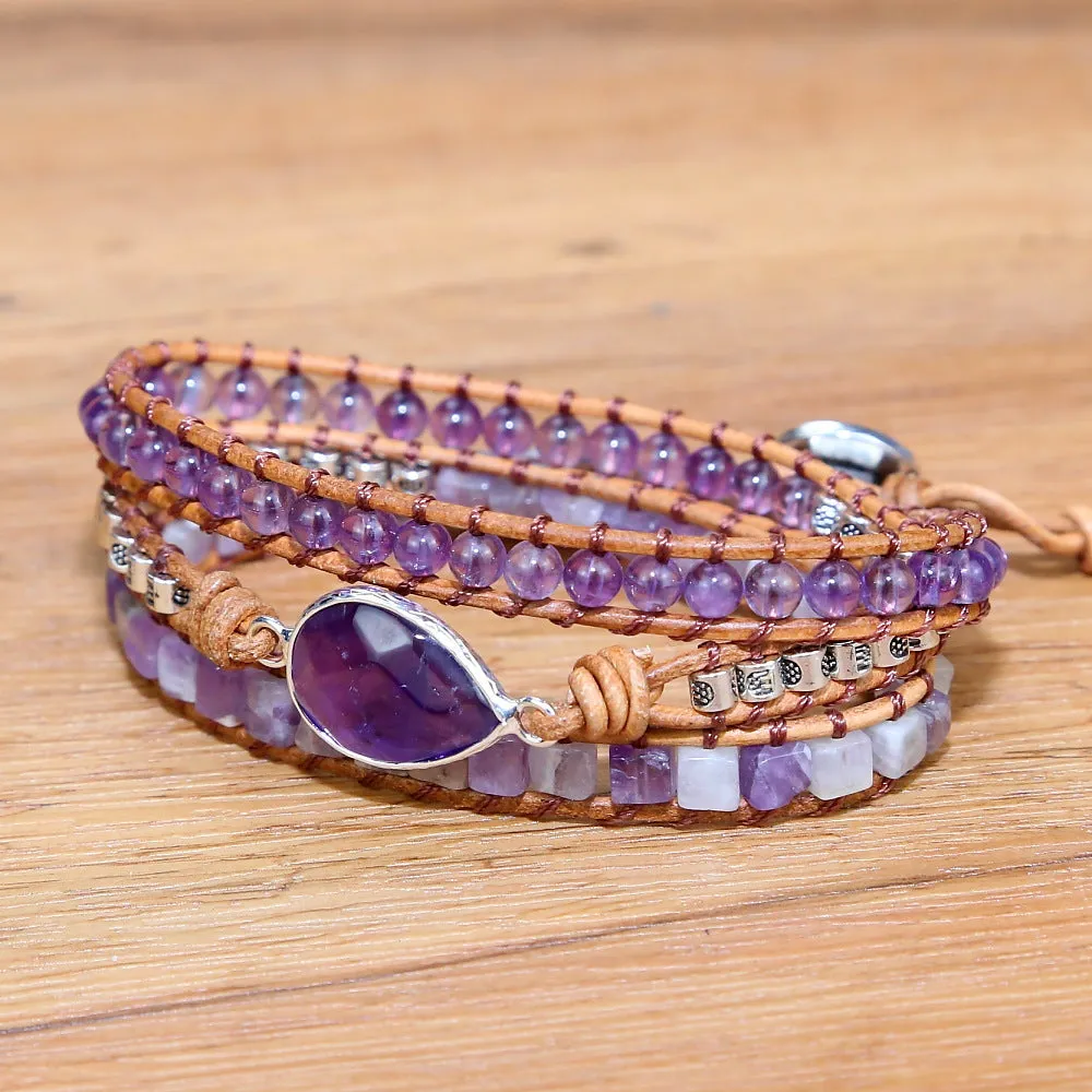 Wholesale Natural Amethyst Agate Beaded Bracelets