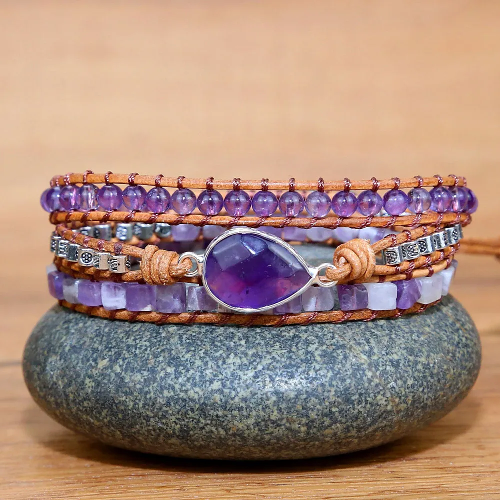 Wholesale Natural Amethyst Agate Beaded Bracelets