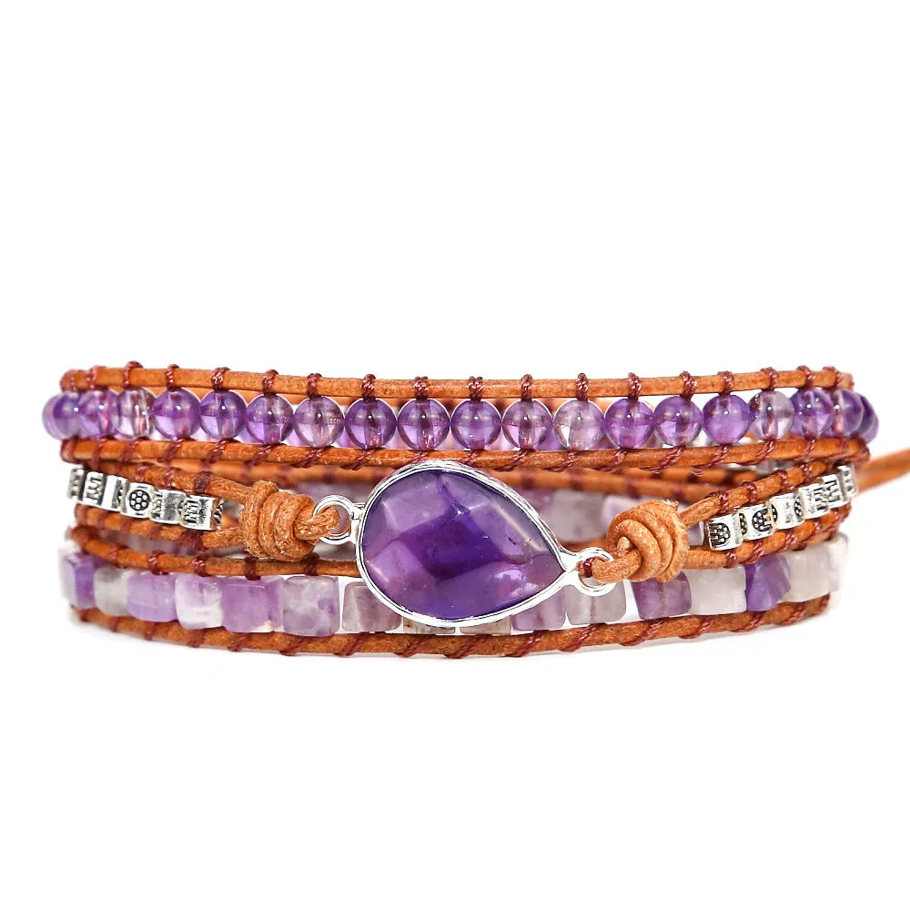 Wholesale Natural Amethyst Agate Beaded Bracelets