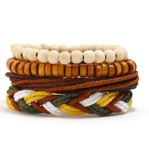 Wholesale Vintage Handwoven Diy Four-piece Set of Cowhide Bracelets