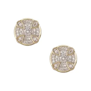 Women's Drop Design Micro-Pavé Round Diamond Stud Earrings 0.32ct 10K Yellow Gold