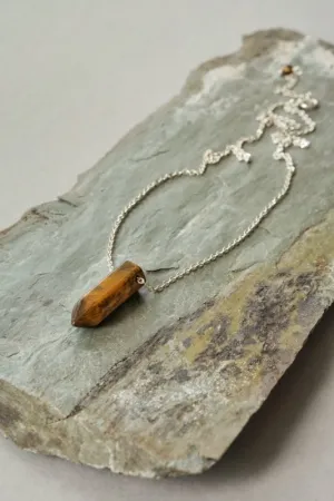 Xander Kostroma - Men's 925 Sterling Silver Tiger's Eye Bullet Pendant Necklace - Enhances Protection and Clarity - Handcrafted Unique Jewelry - 50cm Length   5cm Extension - Perfect Gift for Elegance and Focus