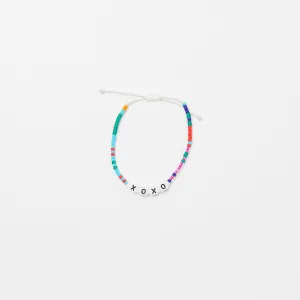 XOXO Letter Bead Single Strand Bracelet - Pink/Blue Multi