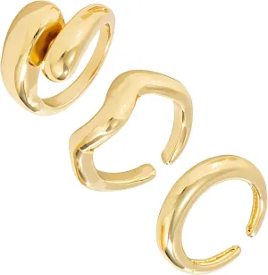 YBMYCM 3-10PCS Gold Silver Thick Dome Rings Set for Women Adjustable Geometric Rings Open Statement Rings for Women