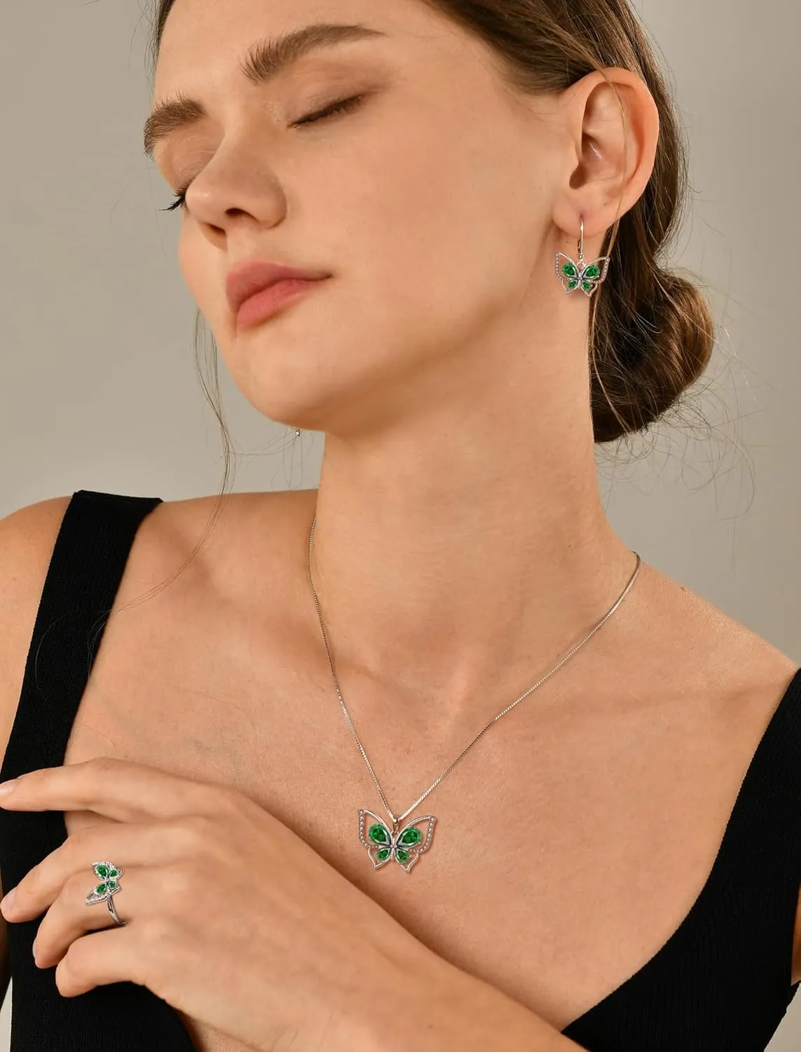 YL Butterfly Rings 925 Sterling Silver Simple Ring Birthstone Statement Rings for Women