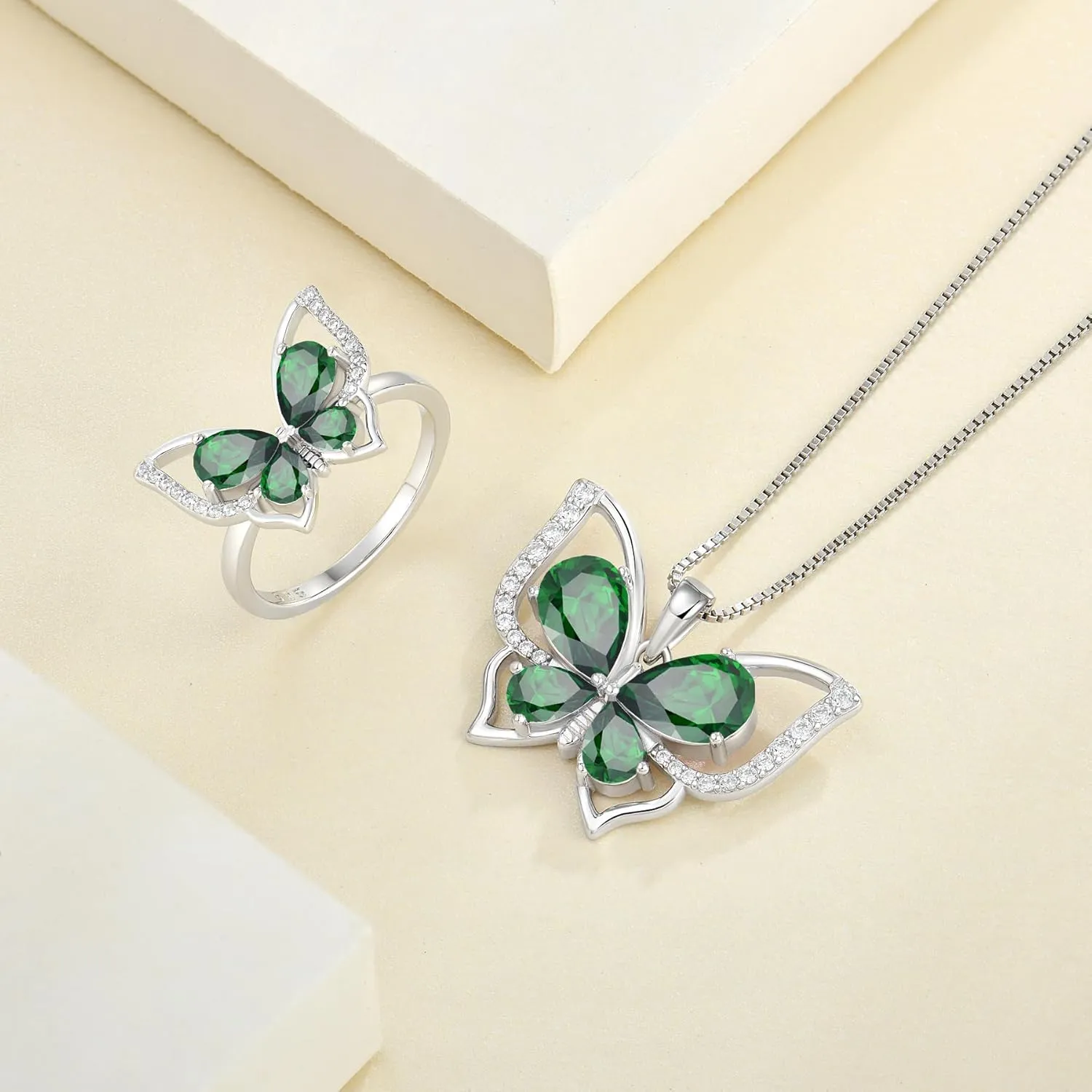 YL Butterfly Rings 925 Sterling Silver Simple Ring Birthstone Statement Rings for Women